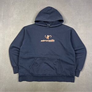 Vintage Airwalk Dark Blue Hoodie with Orange Logo Y2K
